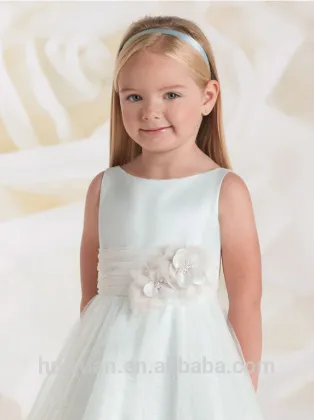 newest satin flower halter girls party dresses