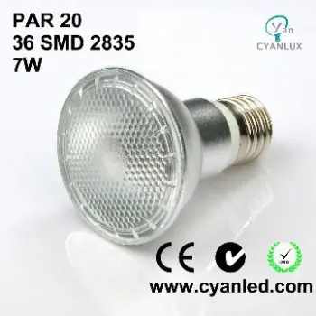 7W LED PAR20 E27 spot light Aluminum lamps lights lighting