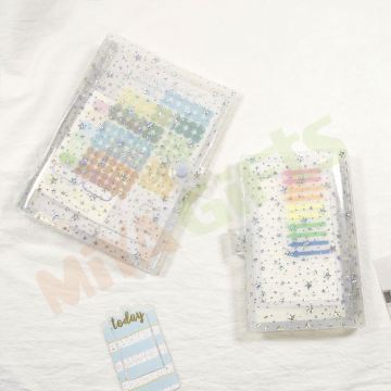 Custom White Glitter Transparent Vinyl PVC Planner Notebook Cover A5 A6 A7