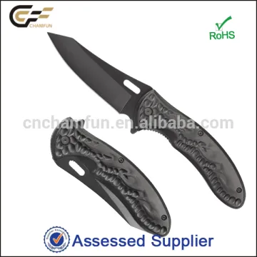 Aluminum Handle Folding Black Knife Tactical Carving Pattern knife