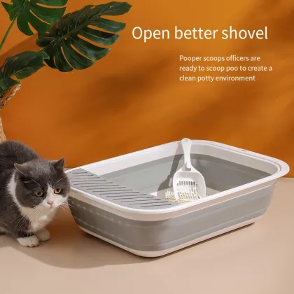 Space-Saving Silicone Foldable Cat Litter Box