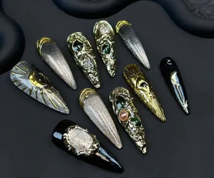 **Black Gold Gemstone Moon**