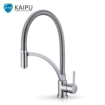 Pull down brass kitchen faucet