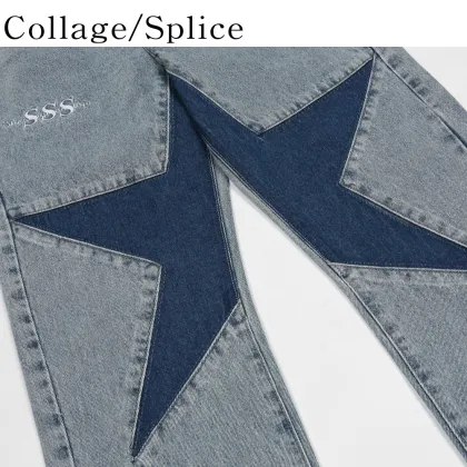 Popular Men's Star Washed Jeans for Hip Hop Trends