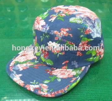 floral partten 5 panel camp hat