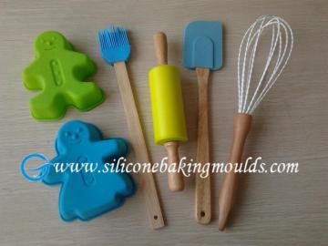 6pcs Non-stick Silicone Bakeware Set For Kids , Fda Green Silicone Pastry Tools