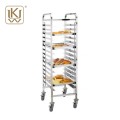 Double Line rostfritt stål Tray Rack Trolley