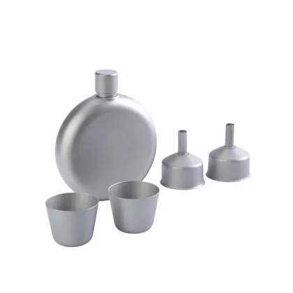 Portable Titanium Wine Pot: Polar Everest 150ml Pure Titanium Wine Flagon with Funnel Cup for Snowfield Camping