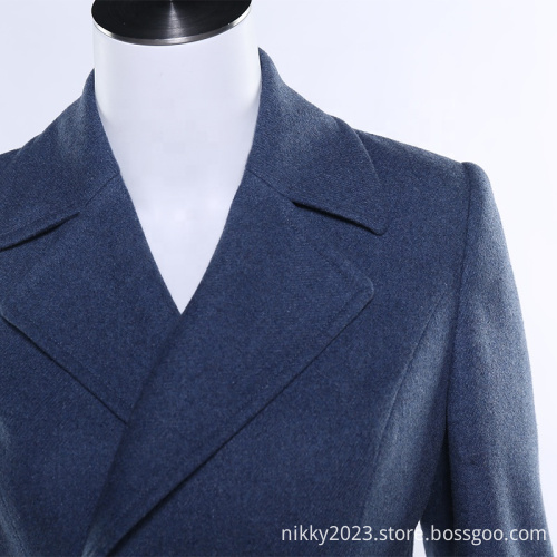 Superior Quality long overcoat women top brand winter dark blue wool coat long women