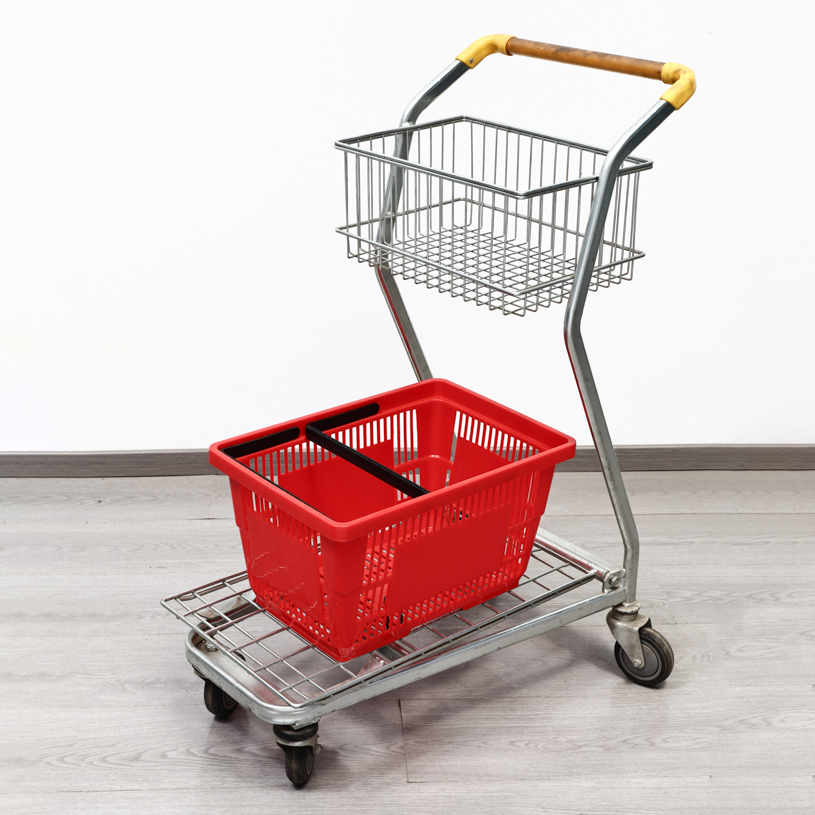 Carrito de compras de frutas de doble capa de supermercado