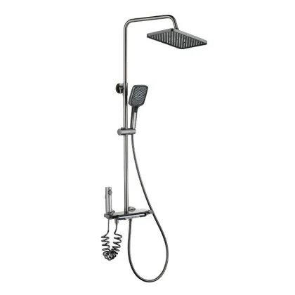 Copper Gun Gray Digital Display Shower Suite with Supercharged Hot and Cold Brass Valve