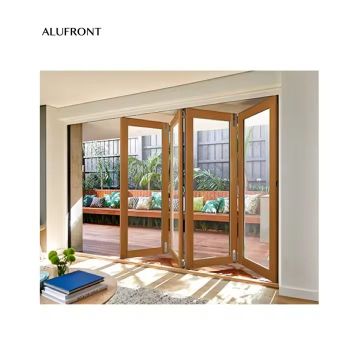 Top Quality German Brand Aluminium Wood Clad Folding Sliding Glass Doors