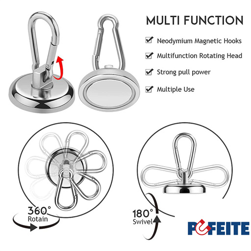 Neodymium Magnet 360degree Swiveling Carabiner Magnetic Hooks