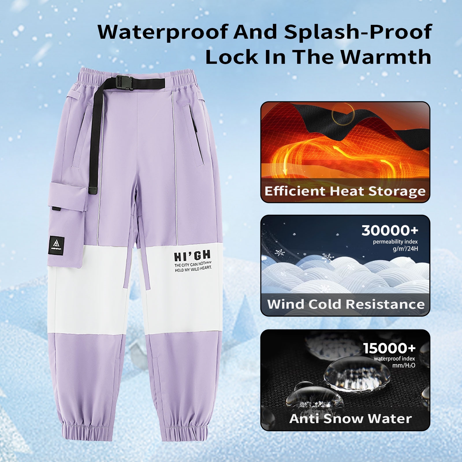 detail purple ski pants