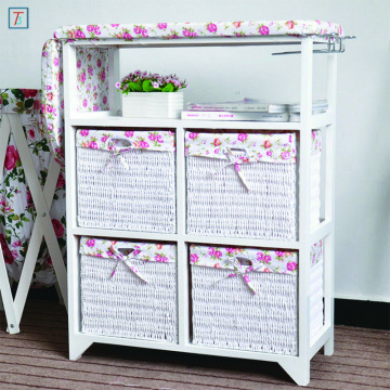 Folding Ironing Board Storage Cabinet with 4 Drawers