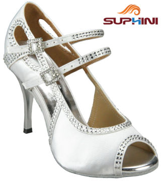 White Bridal Wedding Dance Shoes with Rhinestones high quality dress shoes