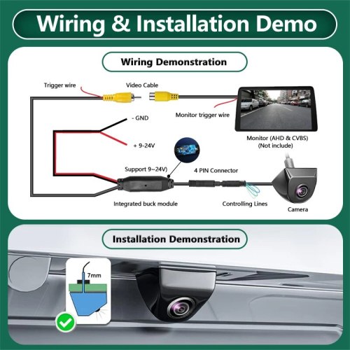 Car AHD Front Rear View Camera Night Vision