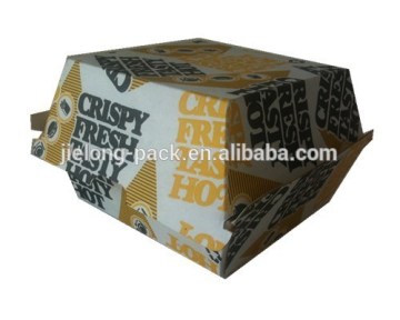 Cheap printed foldable and unfoldable paper hamburger box, folding burger box
