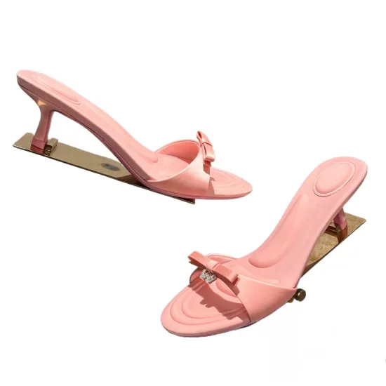 2024 Summer Collection: Designer High Heel Slippers in Size 41 with Rhinestones for Women