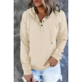 Womens Hooded Button Collar Drawstring Hoodies