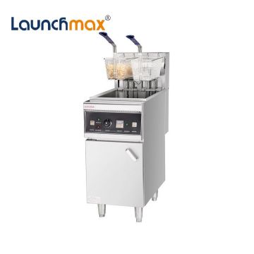 Electric Chicken Meat and Beef Deep Fryer Machine with Vertical Single Tank and Double Baskets for Restaurants, Hotels, and Snack Shops