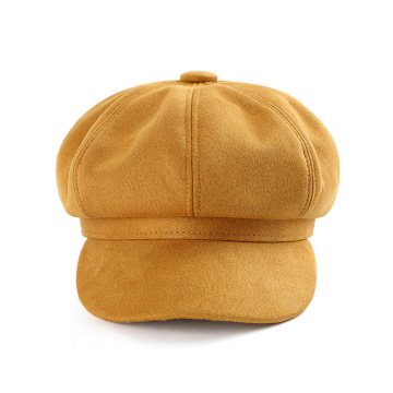 Wholesale High Quality Suede Octagonal Beret Hat for Women