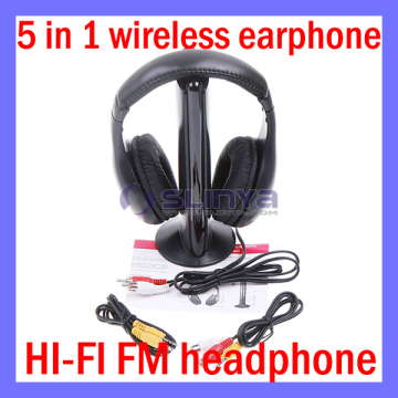 5 in 1 Hi-Fi Wireless Headphone Earphone Headset FM Radio Monitor MP4 PC TV Audio (SL-E05)