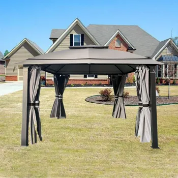 Modern Large Disc Iron Belt Mosquito Net Gazebo for Outdoor Barbecue