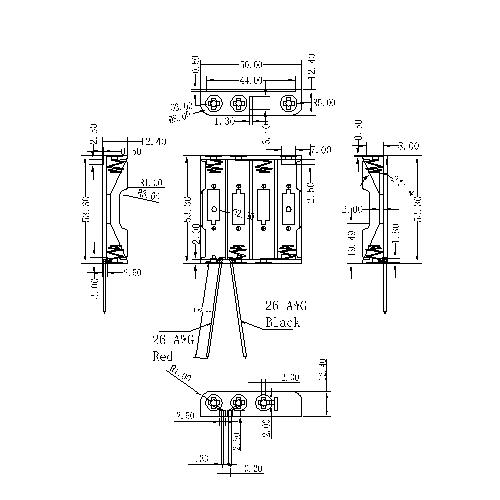 4 PIECES AAA Battery Holders BBA-7-4-150-A