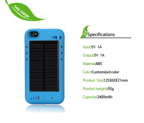 Battery Charging Case Backup Power Case , Blue Iphone Solar Charger 5v