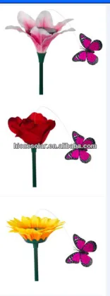 Solar fluttering butterfly with flower