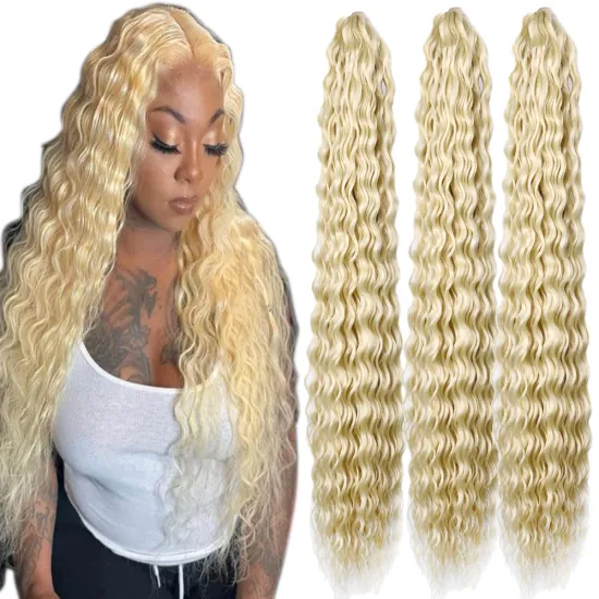 30 inch Synthetic Long Deep Wave Twist Crochet Braid Hair Extension Soft Natural Curly Deep Wavy Braiding Hair