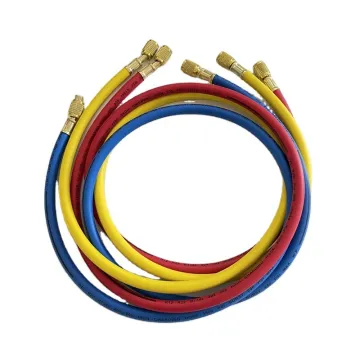 R410/R22/R134 Refrigerant Charging Hose with Ball Valve Fitting and Manifold Gauge - 3 Colors Air Conditioner Accessory