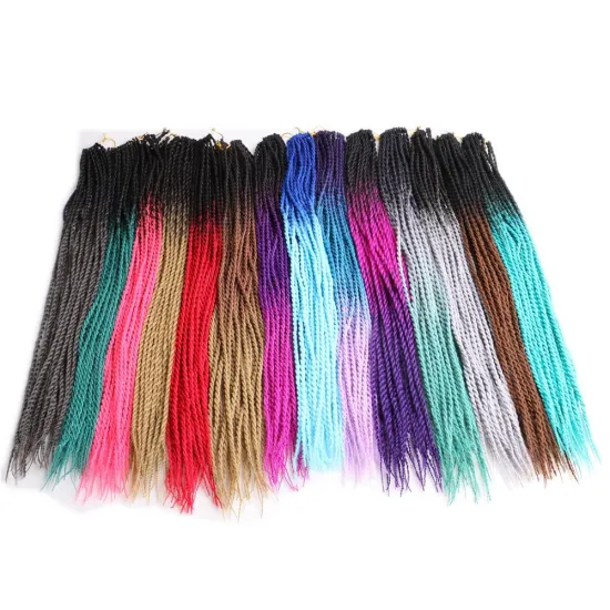 Ombre Senegalese Twist Hair Synthetic Braiding Hair Grey Luxury for Women Crochet Braids 24 Roots/pack Pink within 24 Hours 5mm