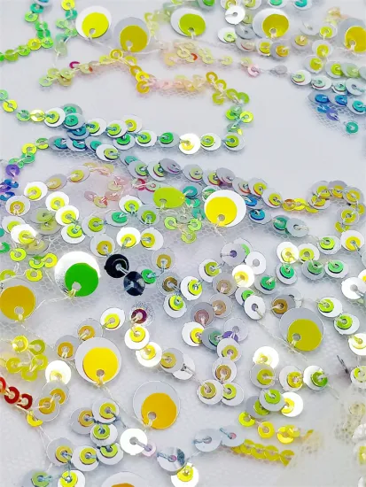 Multicolor Sparkle 100% Polyester Sequin Embroidery Fabric