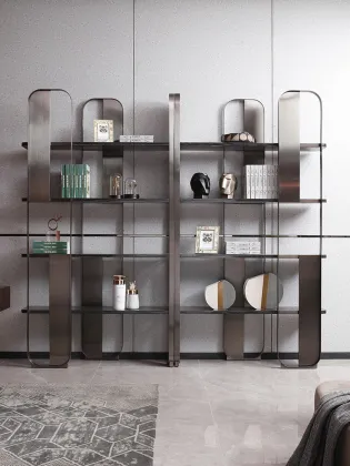 Modern Gold Metal Bookcase for Home Office and Living Room