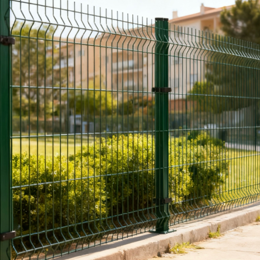 3D anti-climb welded fence panels with V-beam profile for industrial perimeter security