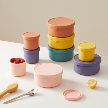 Logo personalizzato riutilizzabile bento box silicone rotondo per alimenti per bambini e pasti per adulti