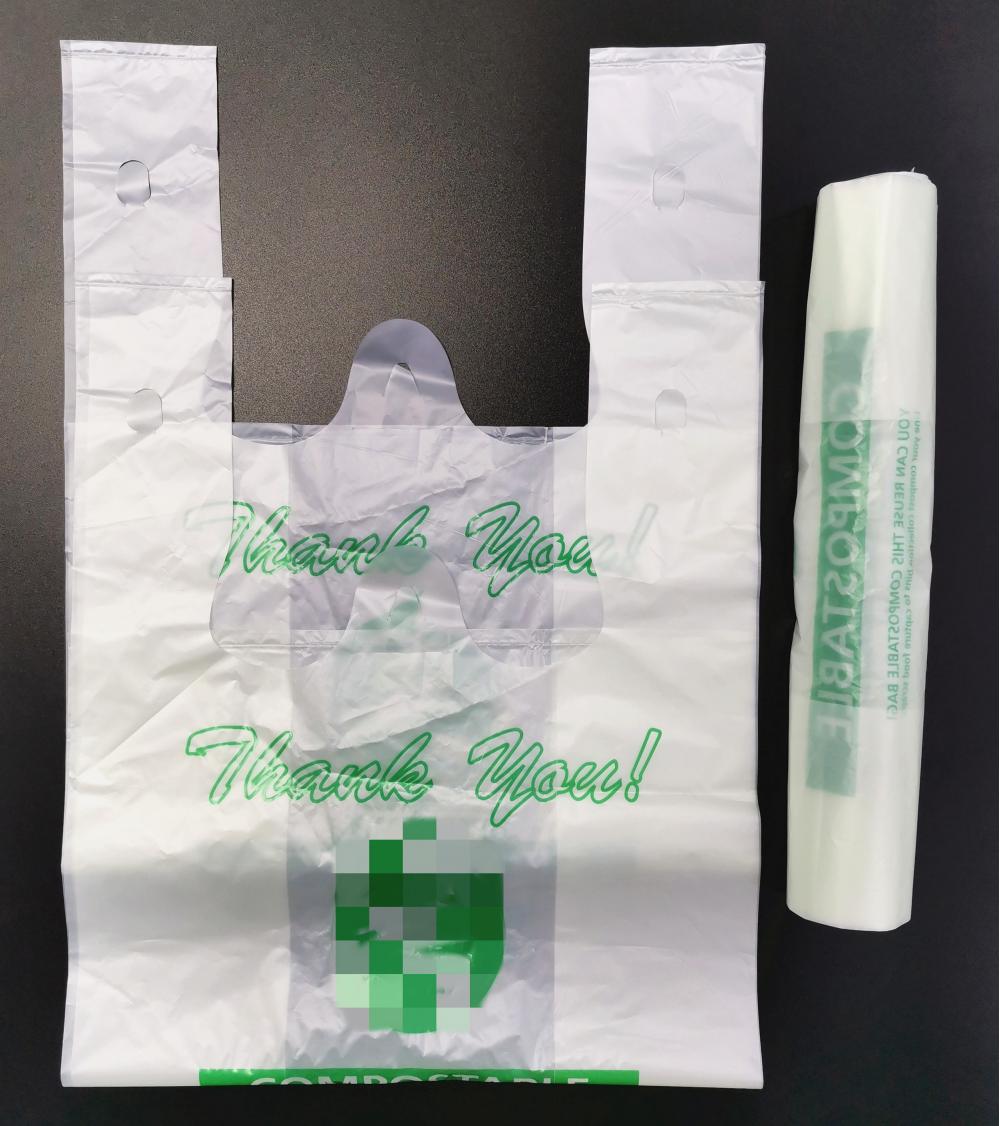 100% Biodegradable PLA Non-toxic Plastic T Shopping bag