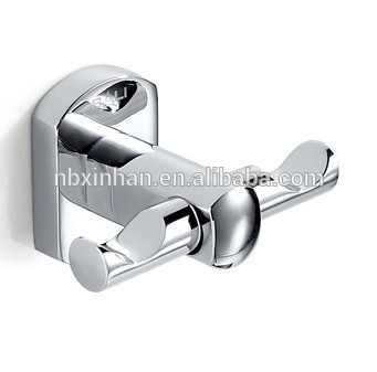 Europe standard wall mounting bathroom zinc alloy+stainless steel double robe hook chrome plated