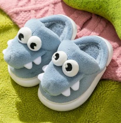 Cozy Alligator Patterned Cotton Slippers for Boys Toddlers: Perfect Winter Indoor Footwear for Babies
