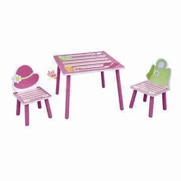 Kid's table and chair set/wooden kid's table and chair set, non-toxic painting, solid wood+P2 MDF