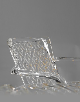 Diamond Quilted Gold Leaf Crystal Lounge Chair