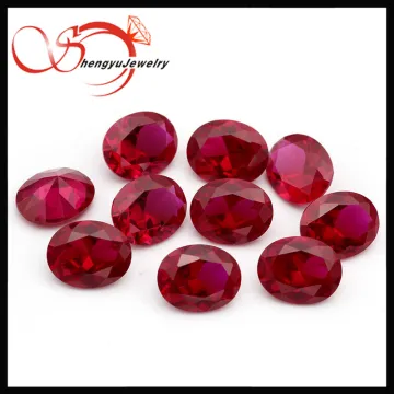 Oval Cut Faceted 5# Corundum Loose Synthetic Ruby Stone