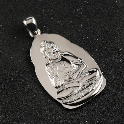 925 Sterling Silver Gold-Plated Amitabha Buddha Pendant - Buddhist Culture Jewelry