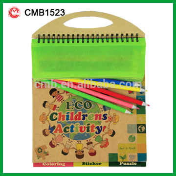 Portable color pencil bag hardcover fashion design child coloring sketch book