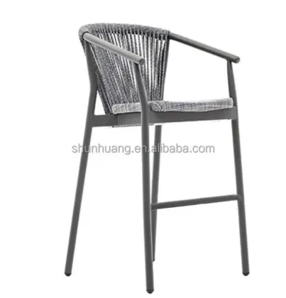 High Back Rope Weaving Balcony Bar Chair with Cushion - Popular Outdoor Furniture Design