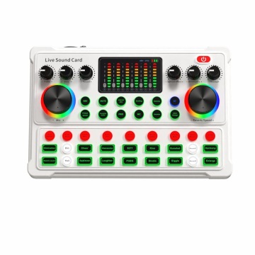 GPUB M3 Wireless Sound Card with RGB LED Display for YouTube Live and KTV, DSP Noise Reduction, 48V Microphone Support