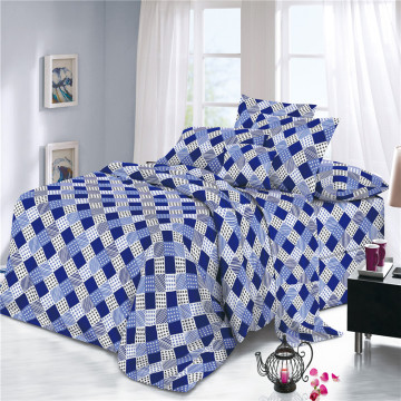 Modern Blue Geometric Disperse Print Polyester Sheet Fabric