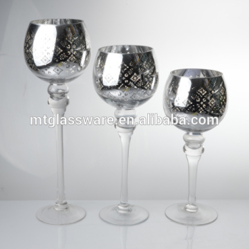 3pcs christmas electric tall glass candle holders